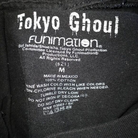 FUNIMATION BLACK Tokyo Ghoul Ken Kaneki & Bats T-Shirt SZ.M EUC - Picture 5 of 5
